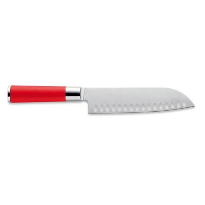 Santoku Red Spirit 18cm mit Kullenschliff Detail 2