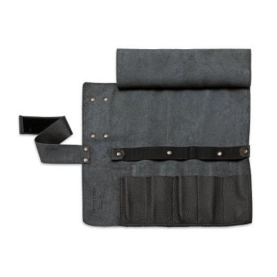 Rolltasche Leder leer schwarz 5 F&auml;cher